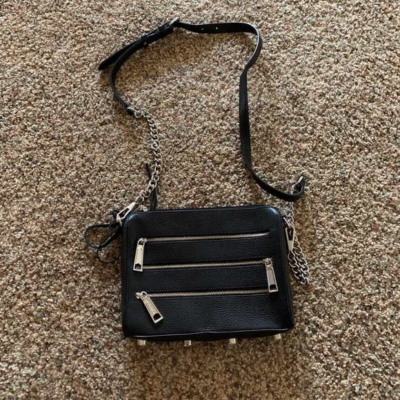 REBECCA MINKOFF Black/Silver 3 Zip Crossbody - Picture 5 of 6